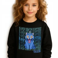 Bluzy dla dziewczynek - Bluza Dziecięca Czarna CAT HUNTRIX Do Przedszkola K-pop Muzyka Wz - 116 cm - miniaturka - grafika 1