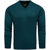 Swetry męskie - Sweter męski w serek kolor morski Recea - miniaturka - grafika 1