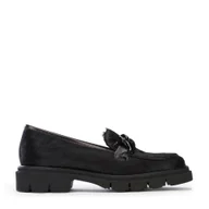 Półbuty męskie - Damskie mokasyny skórzane z włosiem z grubym łańcuchem - miniaturka - grafika 1