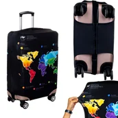 Akcesoria podróżnicze - Pokrowiec Na Walizkę Podróżną Ochronny Etui Duży Mapa Świata R. M - miniaturka - grafika 1