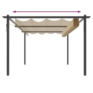Altana ogrodowa ze zwijanym dachem, 4x3 m, kolor taupe - Pawilony ogrodowe - miniaturka - grafika 6