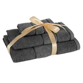 Ręczniki - Komplet trzech ręczników Emma 30x50 50x90 70x140 stalowy - miniaturka - grafika 1