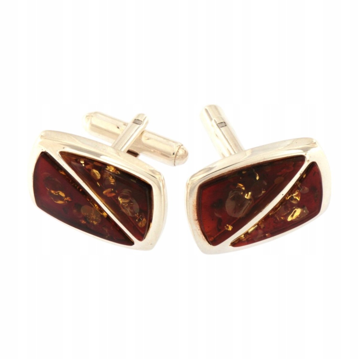 Spinki Do Mankietów Z Bursztynem Srebrne Męskie Do Koszuli