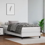 Łóżka - Łóżko kontynentalne z materacem, białe, ekoskóra 90x200 cm  Lumarko - miniaturka - grafika 1