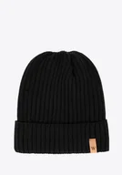 Czapki męskie - Męska czapka zimowa z logo czarna - miniaturka - grafika 1