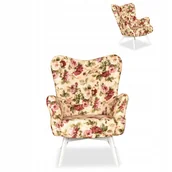 Fotele - Fotel uszak skandynawski Luna Print Róże kwiaty - miniaturka - grafika 1