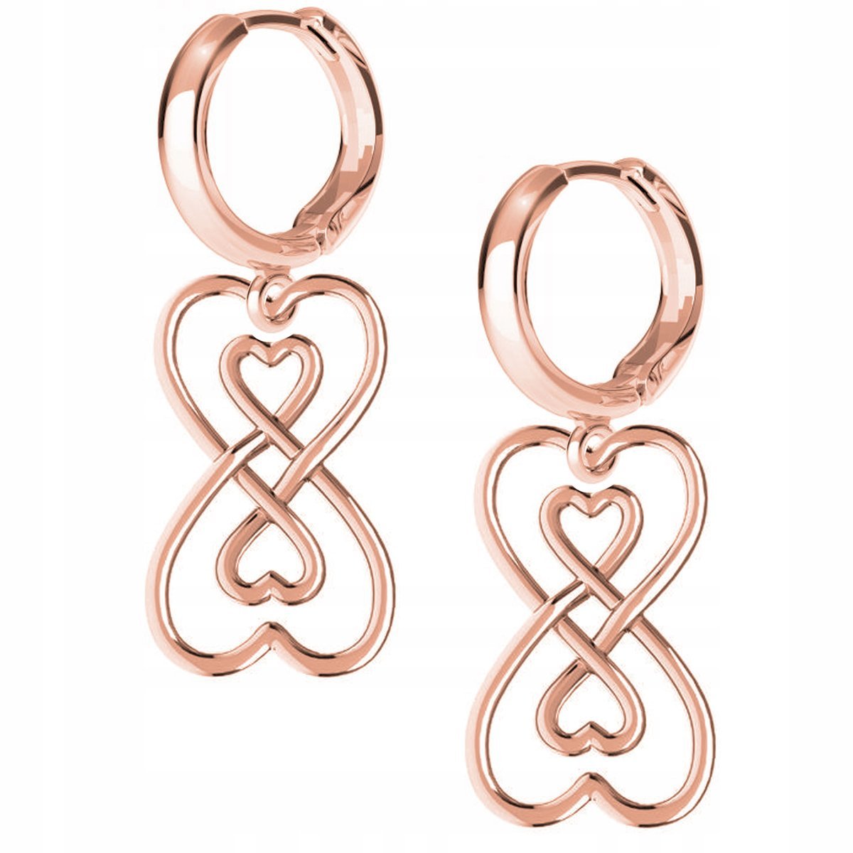 Kolczyki Nieskończoność różowe złoto 925