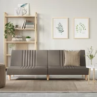 Sofy i kanapy - vidaXL Rozkładana kanapa, kolor taupe, tapicerowana tkaniną - miniaturka - grafika 1
