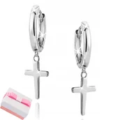 Biżuteria dla dzieci - KOLCZYKI SREBRNE WISZĄCE KRZYŻYKI DLA KOBIETY - miniaturka - grafika 1