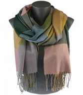 Apaszki i szaliki damskie - Szal tkany szalik elegancka chusta w kratę BŁYSK - miniaturka - grafika 1