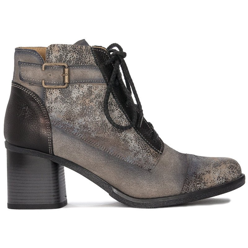 Maciejka Botki skórzane na słupku Ciemny Beż-38