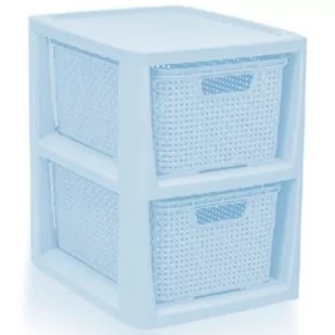 Regał z 2 koszykami Rattan niebieski BRANQ - Pojemniki kuchenne - miniaturka - grafika 1