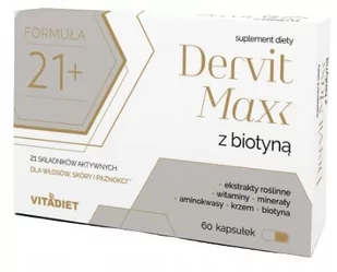 VITADIET SP. Z O.O. VitaDiet Dervit Max z biotyną 60 kapsułek - Suplementy naturalne - miniaturka - grafika 1