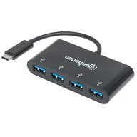 Huby USB - HUB USB Manhattan 4-Portowy USB 3.1 złącze USB-C kabel 0,2m - miniaturka - grafika 1