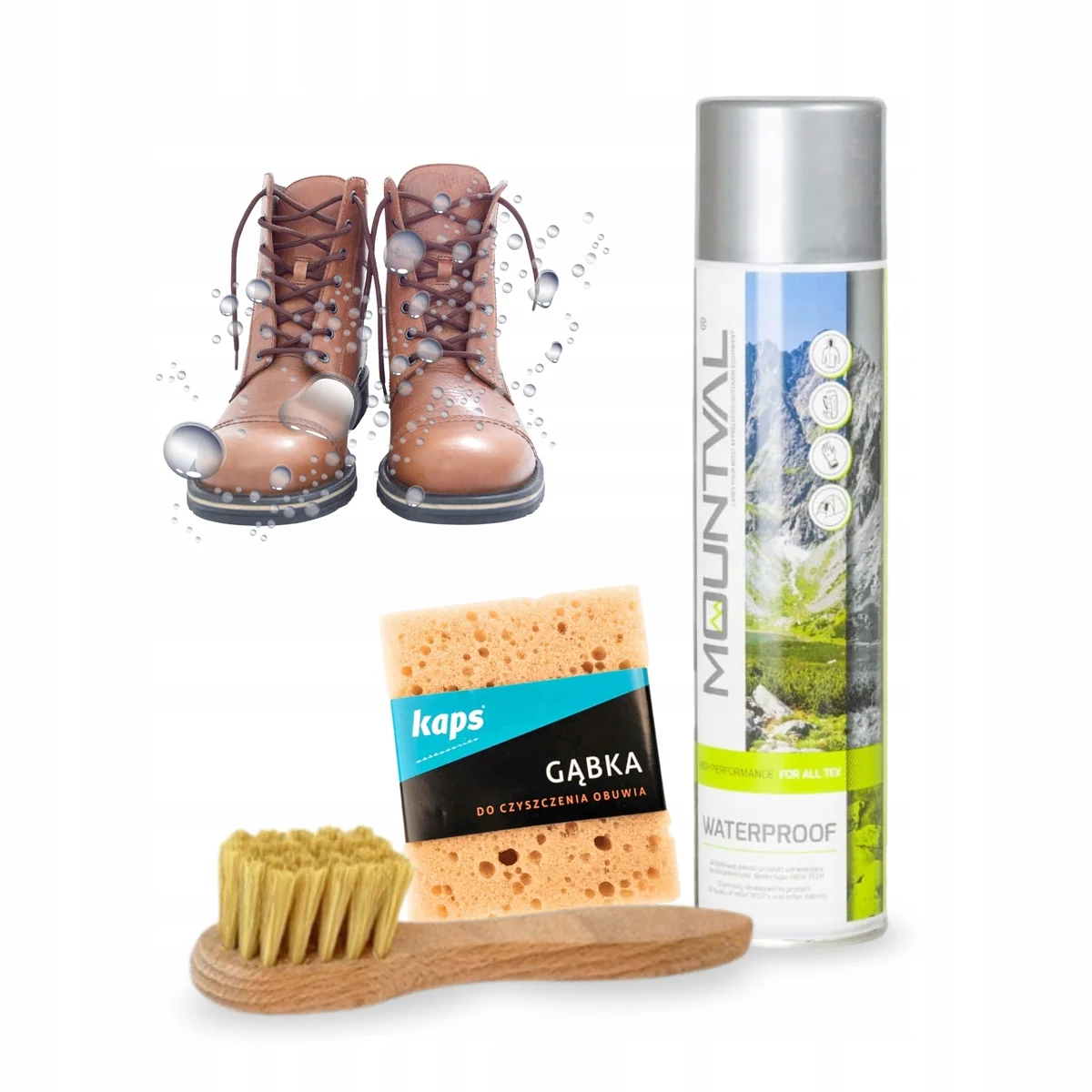Waterproof Spray do Butów Szczotka Mazak do Aplikacji Pasty i Gąbeczka