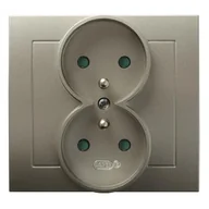 Gniazdka elektryczne - Ospel Kier satyna gniazdo podwójne +0 z przesłonami GP-2WZP/45 GP-2WZP/45 - miniaturka - grafika 1