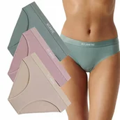 Majtki damskie - FIGI DAMSKIE ATLANTIC SPORT SOLID 3CLP012/BEZ/ROS/ZIE 3PAK XL - miniaturka - grafika 1