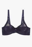 Biustonosze - Granatowy Biustonosz z Kwiatowym Motywem z Regulowanymi Ramiączkami Zapinany na Haftki Dimissha - miniaturka - grafika 1