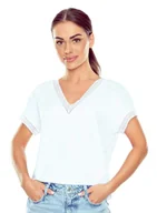 Bluzki damskie - Bluzka damska z dekoltem w serek Flaviana biała 2XL - miniaturka - grafika 1