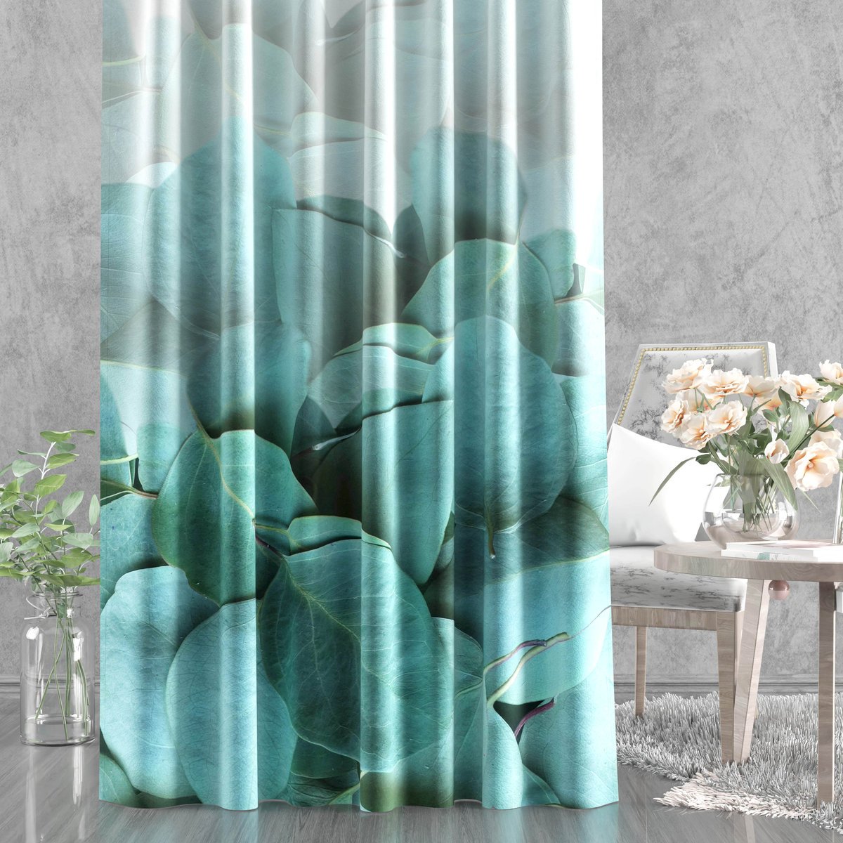 Zasłona Eukaliptus Velvet na taśmie marszczącej 140x250cm S7091