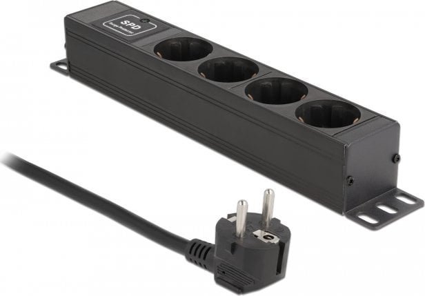 Delock DeLock socket strip 4-way 1U bk - with overvoltage protection 66818