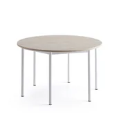 Meble do szkół i przedszkoli - Stół BORÅS PLUS, Ø1200x720 mm, popielaty laminat, biały - miniaturka - grafika 1