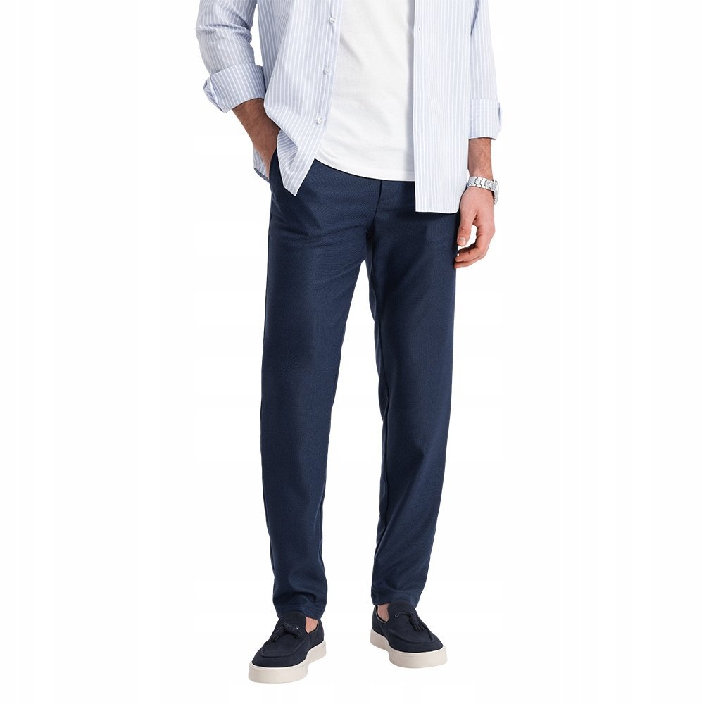 Spodnie męskie klasyczne chino SLIM FIT granatowe V1 OM-PACP-0182 XXL