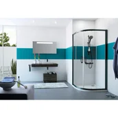 Kabiny prysznicowe - VITALLE CU0618123322 GARDA Kabina półokrągła drzwi suwane 80x80x200 R550, czarny - miniaturka - grafika 1