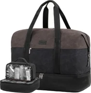 Torby podróżne - Torba podróżna Weekender męska bagaż podręczny 56L z przegrodą na buty na siłownię - Szary/Czarny - miniaturka - grafika 1