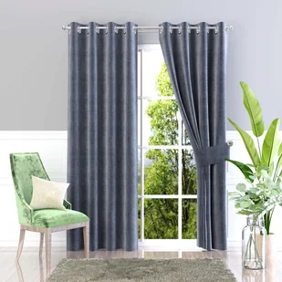 Zasłona gotowa Welur ESTI grafitowy jeans na przelotkach 135x245cm Przelotki 135 x 245 [cm] - Zasłony - miniaturka - grafika 1