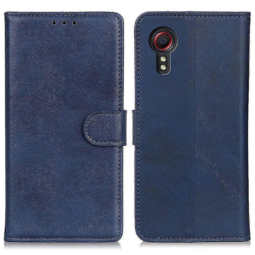 Do Samsung Galaxy Xcover 7 Skórzane etui ze skóry bydlęcej z podstawką na portfel Niebieski Samsung Galaxy Xcover7