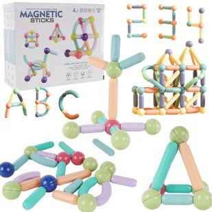 Zestaw Duże Klocki Magnetyczne Klocków Kulki Budowlane Kolorowe 26 el. - Klocki - miniaturka - grafika 1
