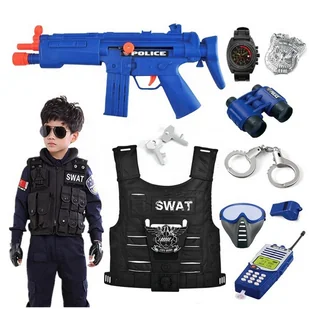 Zestaw Policjant Kamizelka Lornetka Kajdanki Broń - Zabawy w naśladowanie dorosłych - miniaturka - grafika 1