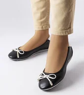 Mokasyny damskie - Czarne balerinki zdobione kokardką Maddalena -37 - miniaturka - grafika 1