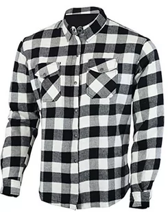Bikers Gear Australia kevlar podszewka motocykl kevlar koszula flanelowa z CE1621-1 zdejmowana zbroja, czarny/biały, rozmiar duży - Odzież motocyklowa - miniaturka - grafika 1