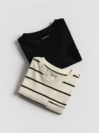 Bluzki dla chłopców - Reserved - Bawełniany longsleeve 2 pack - złamana biel - miniaturka - grafika 1