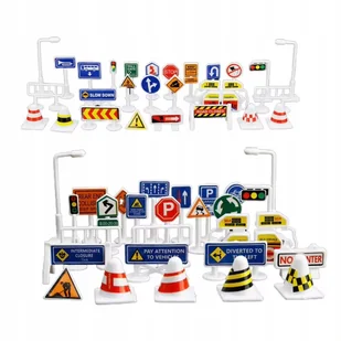 Duży zestaw znaków drogowych dla dzieci Nauka i Zabawa 56 sztuk - Zabawki konstrukcyjne - miniaturka - grafika 1