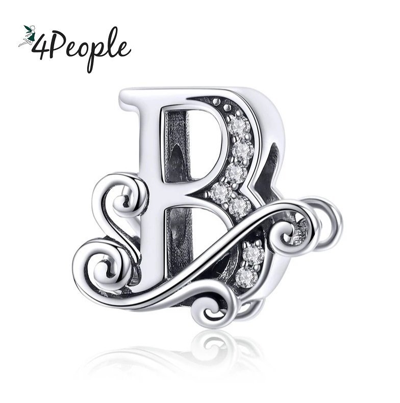 Zawieszka Charms Literka Litera B Alfabet Srebro Bransoletka