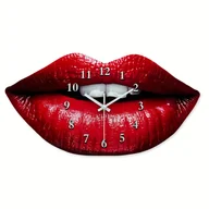 Inne - TEMU Elegancki Zegar Ścienny z Czerwonymi Ustami 16" - Cichy Mechanizm Kwarcowy, Idealny do Dekoracji Salonu i Sypialni, Doskonały Prezent na Boże - miniaturka - grafika 1