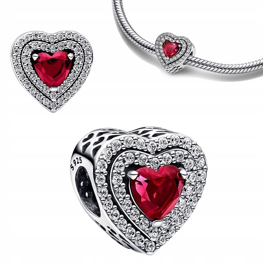 Charms do bransolet SERCE KRYSZTAŁ srebro C305