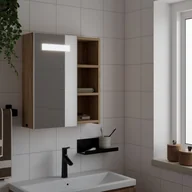 Toaletki - vidaXL Szafka łazienkowa z lustrem i LED, kolor dębu, 45x13x52 cm - miniaturka - grafika 1