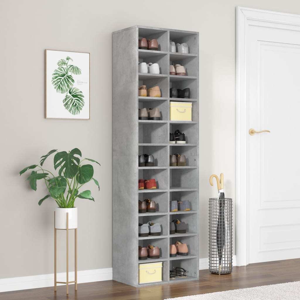 The Living Store Szafka na buty betonowa szara 54x34x183 cm Materiał drewnopochodny