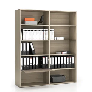 B2B Partner Regał biurowy szeroki LAYERS, 1 schowek, 1582 x 400 x 1905, dąb naturalny / dąb bejcowany 611492 - Regały biurowe - miniaturka - grafika 1