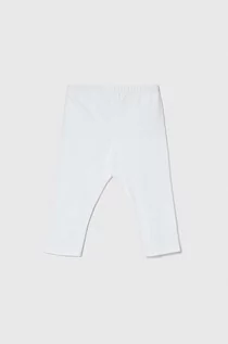 Spodnie i spodenki dla dziewczynek - United Colors of Benetton legginsy dziecięce kolor biały gładkie - grafika 1