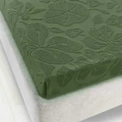 Prześcieradła - Prześcieradło frotte bez gumki 150x205 Tulipan zielone żakardowe - miniaturka - grafika 1