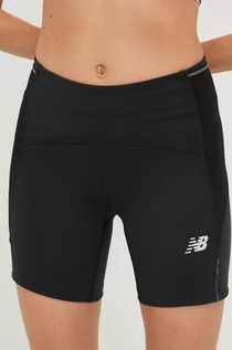 Spodenki damskie - New Balance szorty do biegania Impact Run damskie kolor czarny z nadrukiem medium waist - grafika 1