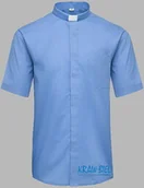 Szaty liturgiczne - Koszula kapłańska z koloratką, krótki rękaw ciemnoniebieska - miniaturka - grafika 1