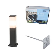 Lampy ogrodowe - QAZQA Nowoczesna lampa słupkowa zewnętrzna, ciemnoszara z opalowym szkłem, 45 cm, IP44 - Malios - miniaturka - grafika 1