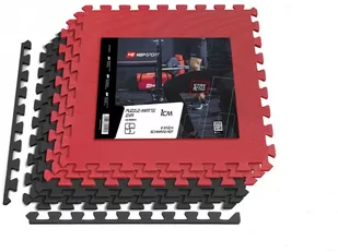 Hop-Sport Mata puzzle EVA 1cm czarno/czerwona - 6 sztuk - Maty do ćwiczeń - miniaturka - grafika 1