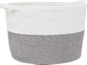 Kosze na bieliznę - vidaXL Kosz na pranie biało-szary Ø60x36 cm bawełna - miniaturka - grafika 1